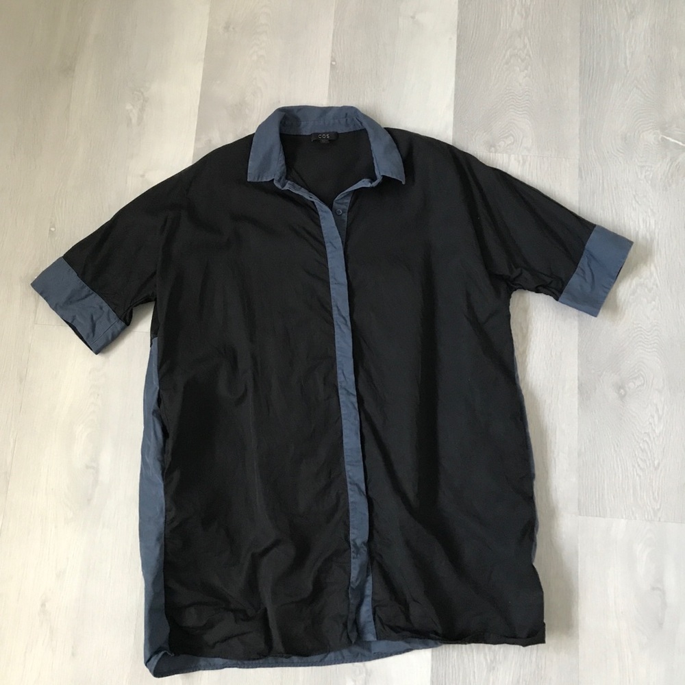 COS SHIRT DRESS OVERSIZED SLOUCHY SHORT SLEEVE BUTTON WOMENS SMALL